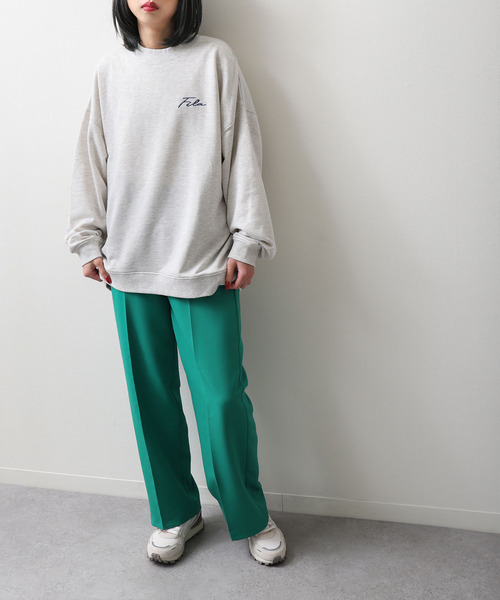 【WEB限定】【FILA】ワンポイント刺繍ユニセックスビッグシルエットトレーナー【ユニセックス】【別注】