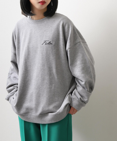 【WEB限定】【FILA】ワンポイント刺繍ユニセックスビッグシルエットトレーナー【ユニセックス】【別注】
