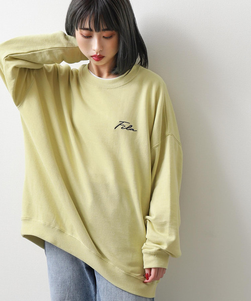 【WEB限定】【FILA】ワンポイント刺繍ユニセックスビッグシルエットトレーナー【ユニセックス】【別注】