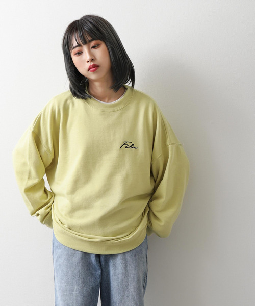 【WEB限定】【FILA】ワンポイント刺繍ユニセックスビッグシルエットトレーナー【ユニセックス】【別注】