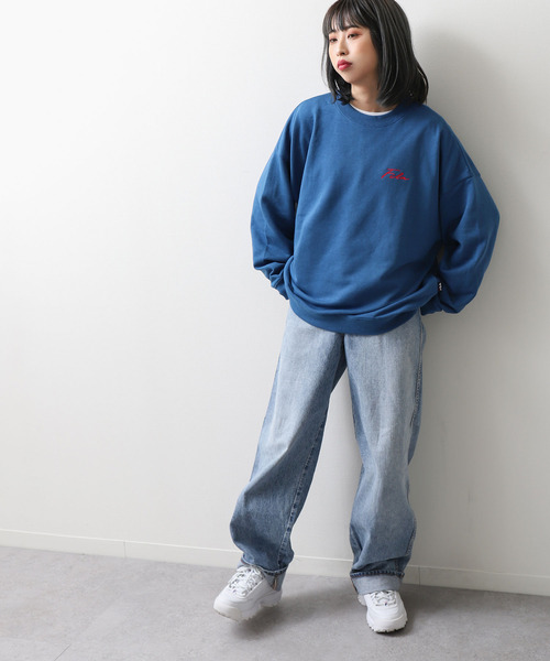 【WEB限定】【FILA】ワンポイント刺繍ユニセックスビッグシルエットトレーナー【ユニセックス】【別注】
