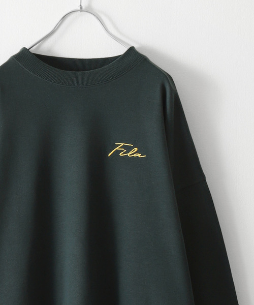 【WEB限定】【FILA】ワンポイント刺繍ユニセックスビッグシルエットトレーナー【ユニセックス】【別注】