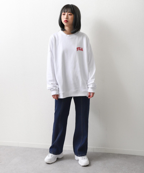 【WEB限定】【FILA】ワンポイント刺繍ユニセックスビッグシルエットトレーナー【ユニセックス】【別注】
