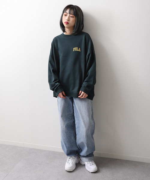 【WEB限定】【FILA】ワンポイント刺繍ユニセックスビッグシルエットトレーナー【ユニセックス】【別注】