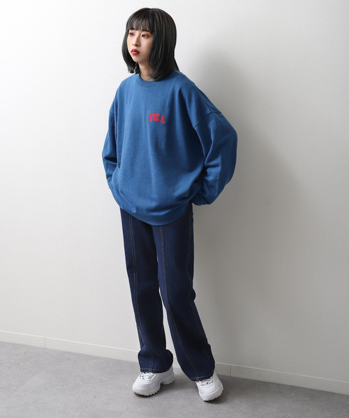 【WEB限定】【FILA】ワンポイント刺繍ユニセックスビッグシルエットトレーナー【ユニセックス】【別注】