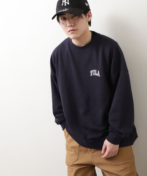 【WEB限定】【FILA】ワンポイント刺繍ユニセックスビッグシルエットトレーナー【ユニセックス】【別注】