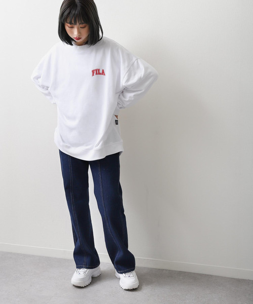 【WEB限定】【FILA】ワンポイント刺繍ユニセックスビッグシルエットトレーナー【ユニセックス】【別注】