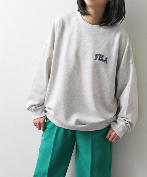 【WEB限定】【FILA】ワンポイント刺繍ユニセックスビッグシルエットトレーナー【ユニセックス】【別注】
