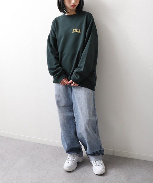 【WEB限定】【FILA】ワンポイント刺繍ユニセックスビッグシルエットトレーナー【ユニセックス】【別注】