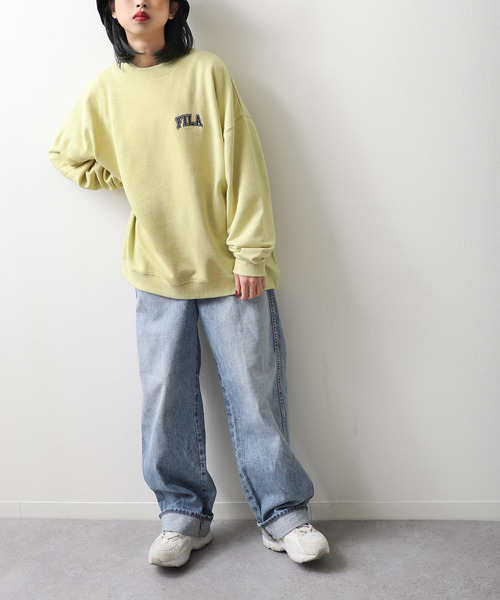 【WEB限定】【FILA】ワンポイント刺繍ユニセックスビッグシルエットトレーナー【ユニセックス】【別注】
