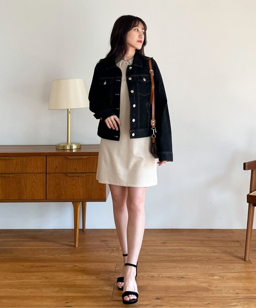 EPIMI E'PIMMY(エピミエピミー)の「〈Set upにも〉コンパクトスリムデニムジャケット(デニムジャケット・レディース・ブラック/ネイビー/ブルー・MEDIUM)」の16枚目の写真