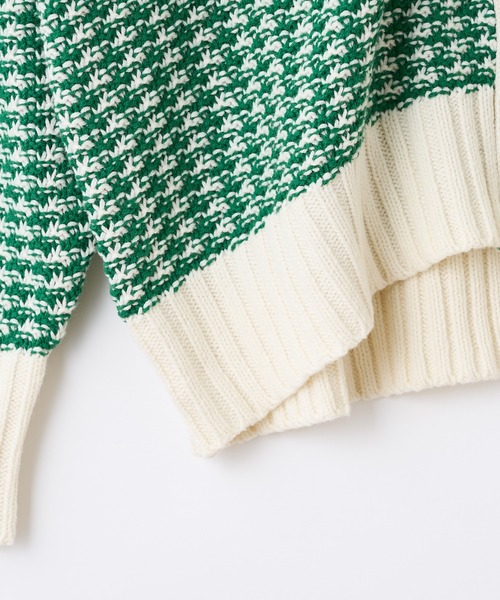 CIAOPANIC（チャオパニック）の「格子ミックスニットカーディガン（カーディガン/ボレロ・レディース・グレー/グリーン/イエロー・FREE）」の4枚目の写真