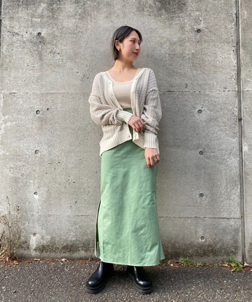 CIAOPANIC（チャオパニック）の「格子ミックスニットカーディガン（カーディガン/ボレロ・レディース・グレー/グリーン/イエロー・FREE）」の12枚目の写真