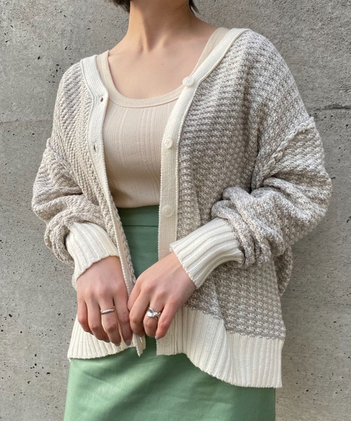 CIAOPANIC（チャオパニック）の「格子ミックスニットカーディガン（カーディガン/ボレロ・レディース・グレー/グリーン/イエロー・FREE）」の11枚目の写真