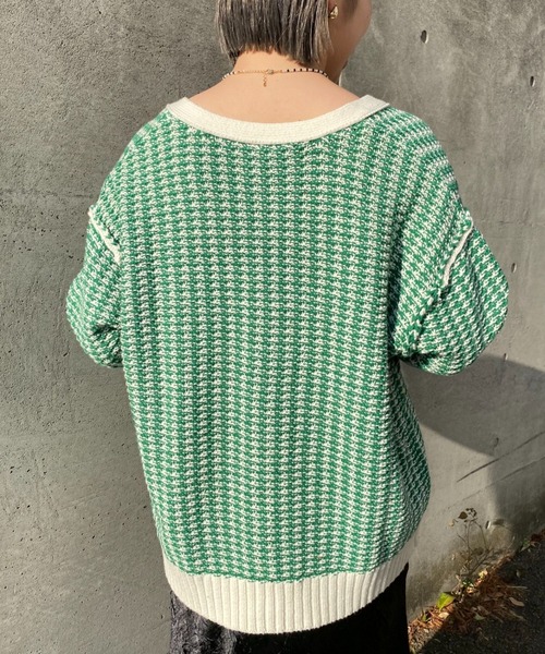 CIAOPANIC（チャオパニック）の「格子ミックスニットカーディガン（カーディガン/ボレロ・レディース・グレー/グリーン/イエロー・FREE）」の9枚目の写真