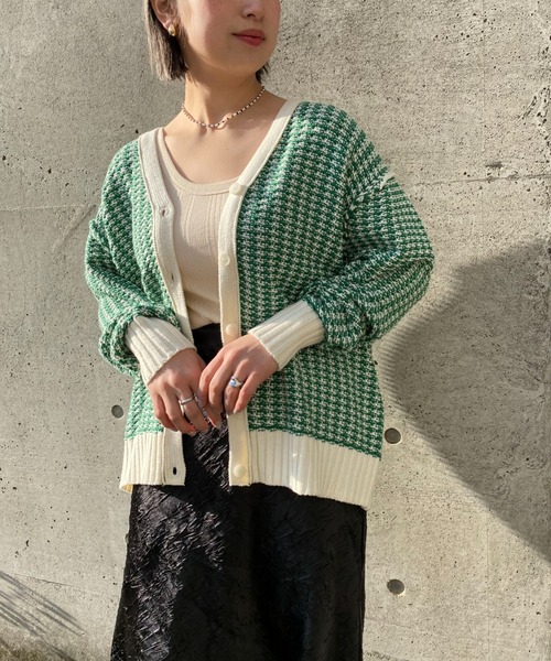 CIAOPANIC（チャオパニック）の「格子ミックスニットカーディガン（カーディガン/ボレロ・レディース・グレー/グリーン/イエロー・FREE）」の18枚目の写真