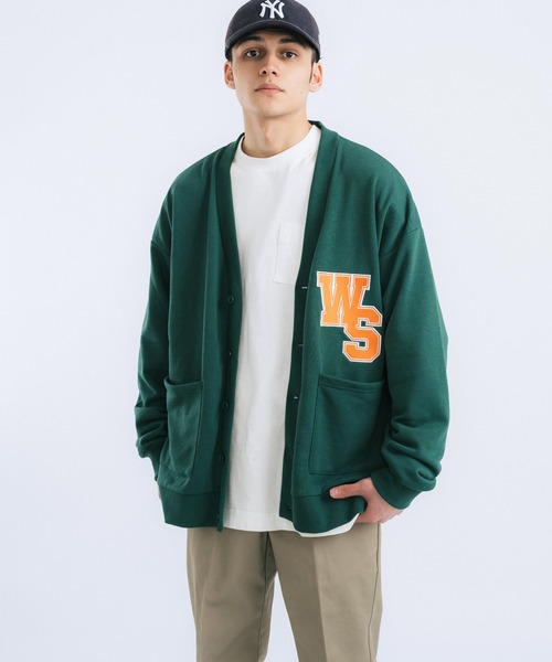 Ressaca（レサーカ）の「オーバーサイズ ワッペン刺繍カレッジ風ロゴカーディガン（カーディガン/ボレロ・メンズ・アッシュグレー/ネイビー/サックスブルー/イエロー/グリーン・M/L）」の3枚目の写真