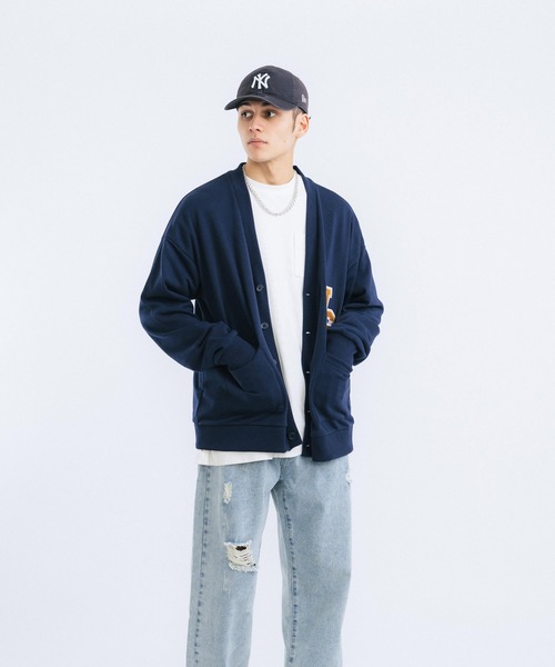 Ressaca（レサーカ）の「オーバーサイズ ワッペン刺繍カレッジ風ロゴカーディガン（カーディガン/ボレロ・メンズ・アッシュグレー/ネイビー/サックスブルー/イエロー/グリーン・M/L）」の9枚目の写真