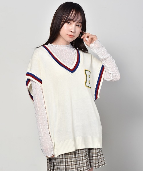 ems excite(エムズエキサイト)の「ウェーブシアーCT(Tシャツ/カットソー・レディース・ブラック/オフホワイト/アイボリー・FREE)」の10枚目の写真