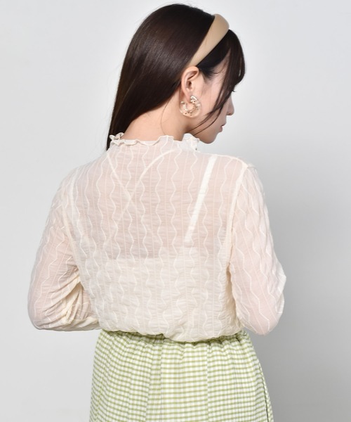 ems excite(エムズエキサイト)の「ウェーブシアーCT(Tシャツ/カットソー・レディース・ブラック/オフホワイト/アイボリー・FREE)」の16枚目の写真