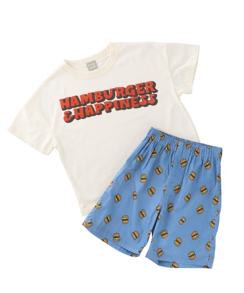 DILASH(ディラッシュ)の「接触冷感ハンバーガー柄ワンマイルウェア(Tシャツ/カットソー・キッズ・アイボリー/グリーン・120/140/110/130/100/90/80)」の2枚目の写真