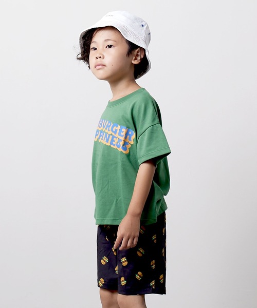 DILASH(ディラッシュ)の「接触冷感ハンバーガー柄ワンマイルウェア(Tシャツ/カットソー・キッズ・アイボリー/グリーン・120/140/110/130/100/90/80)」の4枚目の写真
