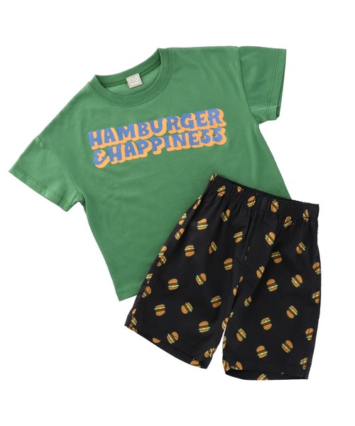 DILASH(ディラッシュ)の「接触冷感ハンバーガー柄ワンマイルウェア(Tシャツ/カットソー・キッズ・アイボリー/グリーン・120/140/110/130/100/90/80)」の8枚目の写真