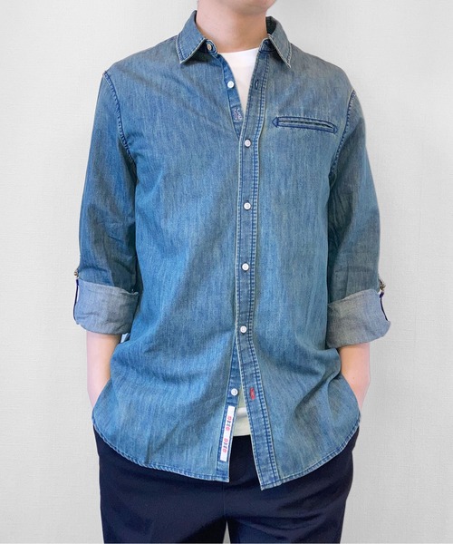 SCOTCH&SODA(スコッチアンドソーダ)の「ライトウェイトデニムシャツ【165310】(シャツ/ブラウス・メンズ・インディゴブルー・MEDIUM/SMALL/LARGE)」の1枚目の写真