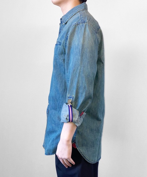 SCOTCH&SODA(スコッチアンドソーダ)の「ライトウェイトデニムシャツ【165310】(シャツ/ブラウス・メンズ・インディゴブルー・MEDIUM/SMALL/LARGE)」の4枚目の写真
