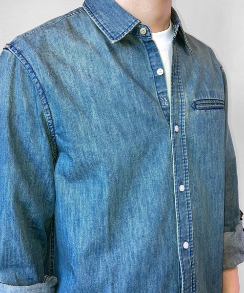 SCOTCH&SODA(スコッチアンドソーダ)の「ライトウェイトデニムシャツ【165310】(シャツ/ブラウス・メンズ・インディゴブルー・MEDIUM/SMALL/LARGE)」の8枚目の写真