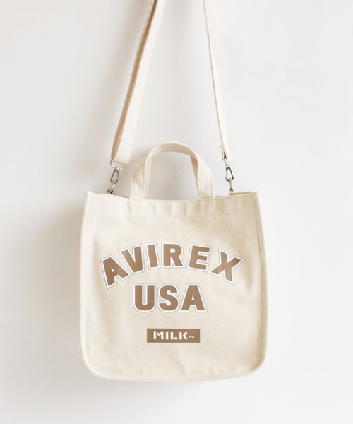 AVIREX(アヴィレックス)の「【MILKFED.×AVIREX】SHOULDER TOTE BAG/ショルダートート バッグ/ミルクフェド/アヴィレックス(ショルダーバッグ・レディース・ブラウン/オフホワイト・FREE)」の2枚目の写真