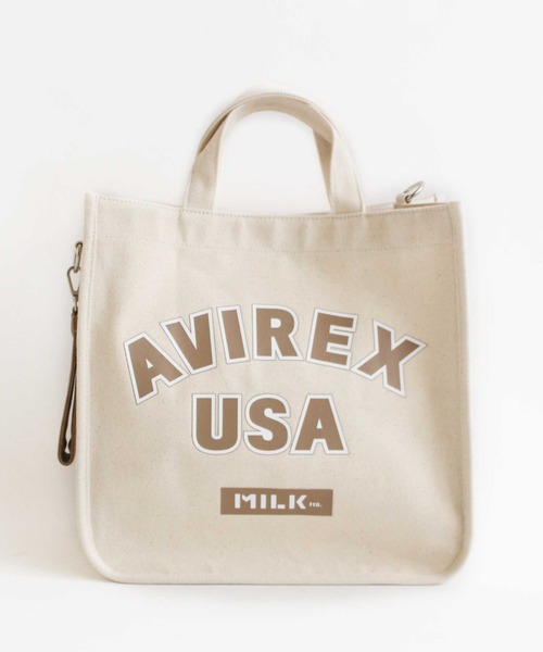 AVIREX(アヴィレックス)の「【MILKFED.×AVIREX】SHOULDER TOTE BAG/ショルダートート バッグ/ミルクフェド/アヴィレックス(ショルダーバッグ・レディース・ブラウン/オフホワイト・FREE)」の4枚目の写真