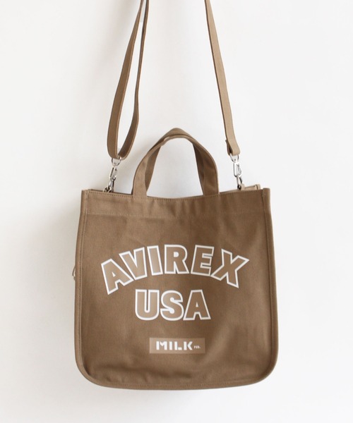 AVIREX(アヴィレックス)の「【MILKFED.×AVIREX】SHOULDER TOTE BAG/ショルダートート バッグ/ミルクフェド/アヴィレックス(ショルダーバッグ・レディース・ブラウン/オフホワイト・FREE)」の3枚目の写真