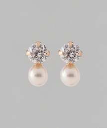 ビジュー×パールピアス[K10]