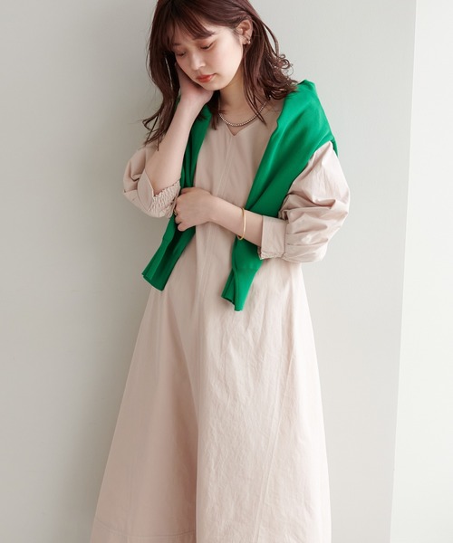 WEB限定カラー有り/シルエットが変わるAラインワンピース
