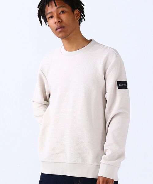 Calvin Klein(カルバン・クライン)の「クルーネック スウェット プルオーバー(スウェット・メンズ・ホワイト/ブラック・S/M/L/XL)」の2枚目の写真