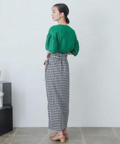 セール】ギンガムチェックハイウエストラップスカート（スカート