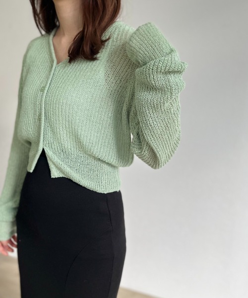 ISOOK（アイスー）の「Cropped sheer cardigan / クロップドシアーカーディガン（カーディガン/ボレロ・レディース・ブラック/ミント/ライトイエロー・FREE）」の15枚目の写真