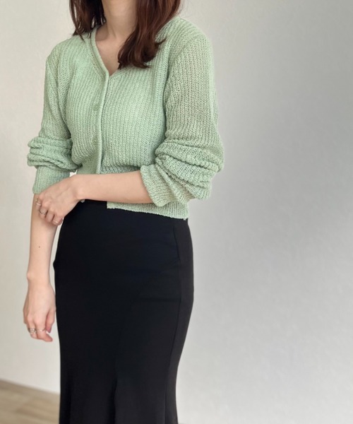 ISOOK（アイスー）の「Cropped sheer cardigan / クロップドシアーカーディガン（カーディガン/ボレロ・レディース・ブラック/ミント/ライトイエロー・FREE）」の13枚目の写真