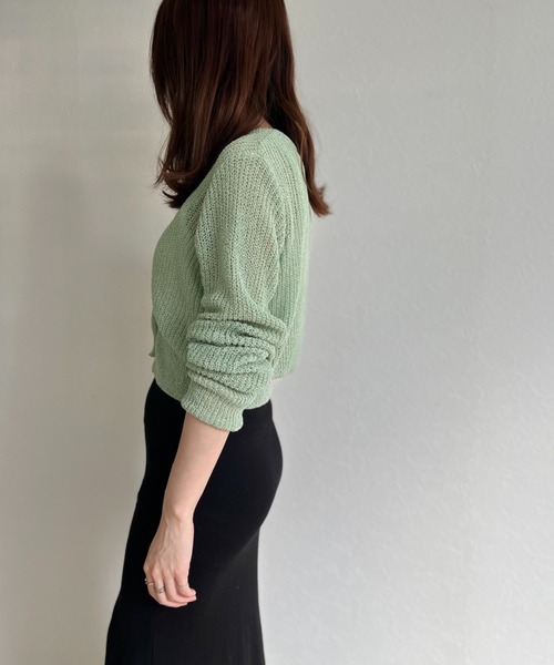 ISOOK（アイスー）の「Cropped sheer cardigan / クロップドシアーカーディガン（カーディガン/ボレロ・レディース・ブラック/ミント/ライトイエロー・FREE）」の6枚目の写真