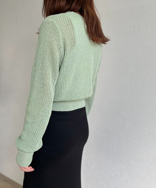 ISOOK（アイスー）の「Cropped sheer cardigan / クロップドシアーカーディガン（カーディガン/ボレロ・レディース・ブラック/ミント/ライトイエロー・FREE）」の5枚目の写真