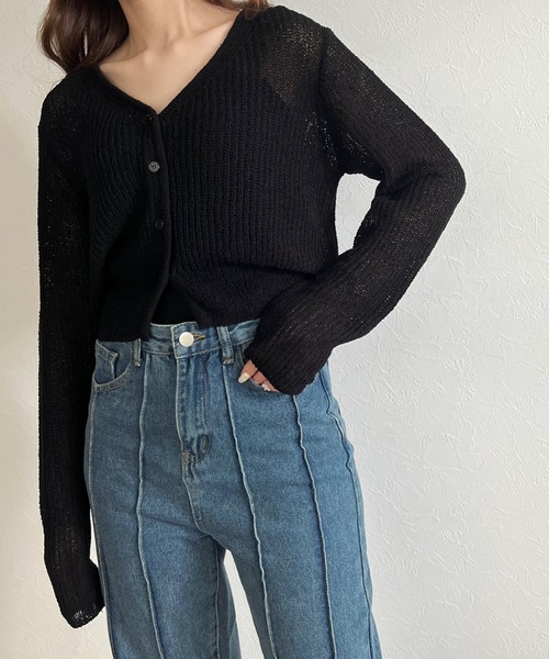 ISOOK（アイスー）の「Cropped sheer cardigan / クロップドシアーカーディガン（カーディガン/ボレロ・レディース・ブラック/ミント/ライトイエロー・FREE）」の20枚目の写真