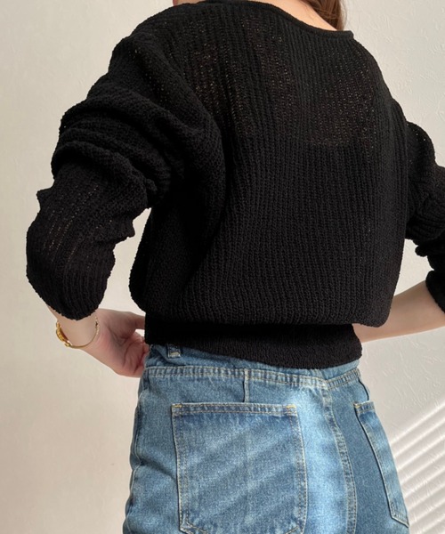 ISOOK（アイスー）の「Cropped sheer cardigan / クロップドシアーカーディガン（カーディガン/ボレロ・レディース・ブラック/ミント/ライトイエロー・FREE）」の16枚目の写真