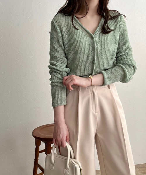 ISOOK（アイスー）の「Cropped sheer cardigan / クロップドシアーカーディガン（カーディガン/ボレロ・レディース・ブラック/ミント/ライトイエロー・FREE）」の22枚目の写真