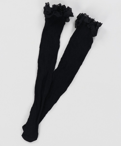 SPINNS（スピンズ）の「レースハイソックス（ソックス/靴下・レディース・ブラック/ホワイト・ONESIZE）」の7枚目の写真