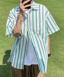 シックシンストライプハーフスリーブシャツ