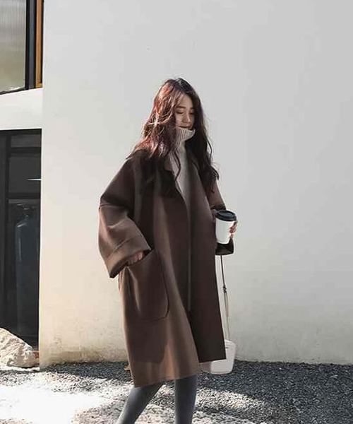Bifrost(ビフレスト)の「オーバーサイズチェスターコート(その他アウター・レディース・キャメル/ブラック・M/XL/S/L)」の7枚目の写真