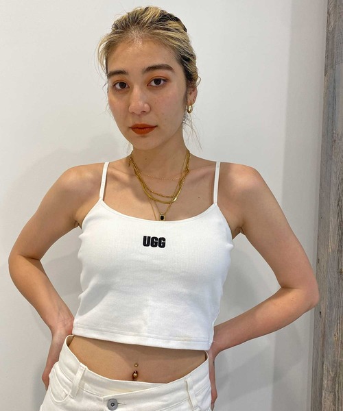 UGG（アグ）の「UGG@mos スクエアロゴ刺繍 リブキャミ（キャミソール・レディース・ブラック/ホワイト/ブラウン/ブルー・L/M）」の2枚目の写真