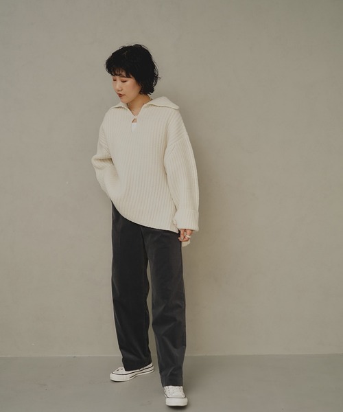 YANUK（ヤヌーク）の「【YANUK/ヤヌーク】ワイドストレート コーデュロイトラウザー LILITH (リリス)（その他パンツ・レディース・ライトベージュ/チャコールグレー・XS/S/M）」の3枚目の写真