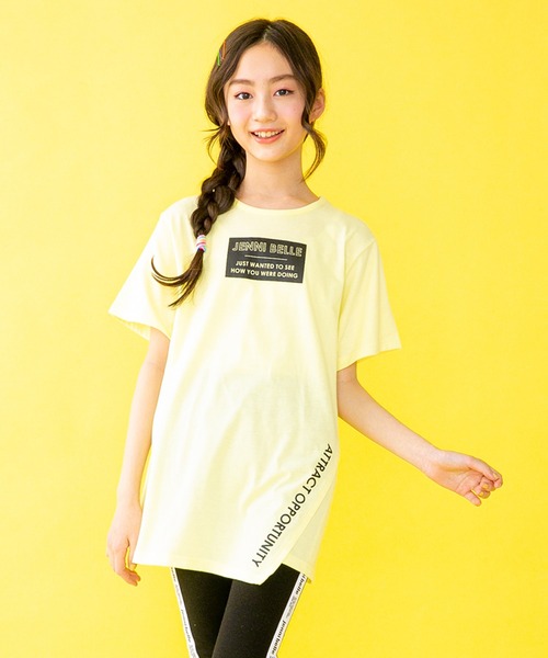JENNI belle(ジェニィベル)の「【WEB限定】アシメヘムロング丈Tシャツ(Tシャツ/カットソー・キッズ・イエロー/ベージュ/ブラック・130cm/150cm/160cm/140cm)」の3枚目の写真